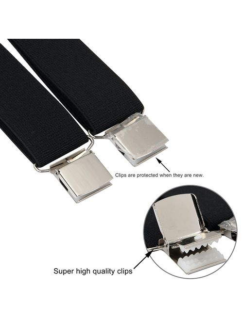 Men' s X Back Suspenders with 4 Quality Controlled Clips & 1.4