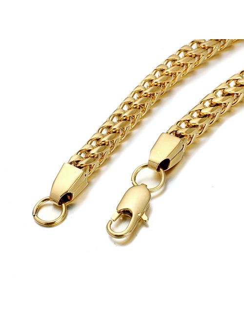 FIBO STEEL 6-8 mm Wide Curb Chain Bracelet for Men Women Stainless Steel High Polished,8.5-9.1"