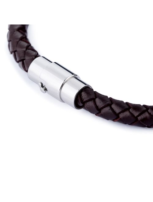 FIBO STEEL 2-3PCS Stainless Steel Braided Leather Bracelet for Men Women Wrist Cuff Bracelet 7.5-8.5 inches