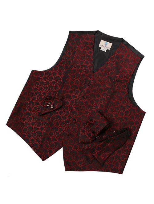 Y&G Men's Fashion Groom Pattern Mens Vest Tie Bowtie Cufflinks Hanky Best Gifts
