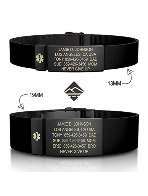 Road ID Medical Alert Bracelet - Official ID Wristband with Medical Alert Badge - Silicone Clasp Personalized Medical ID Bracelet