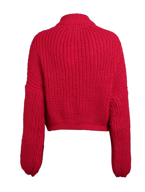Simplee Women's Casual Long Sleeve Loose Pullover Knit Sweater Jumper Top