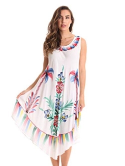 Riviera Sun Tie Dye Summer Dress with Floral Hand Painted Design