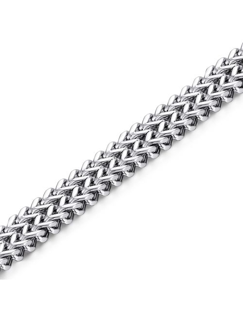 FIBO STEEL Stainless Steel 12MM Two-Strand Wheat Chain Bracelet for Men Punk Biker Bracelet,8.0-9.1 inches