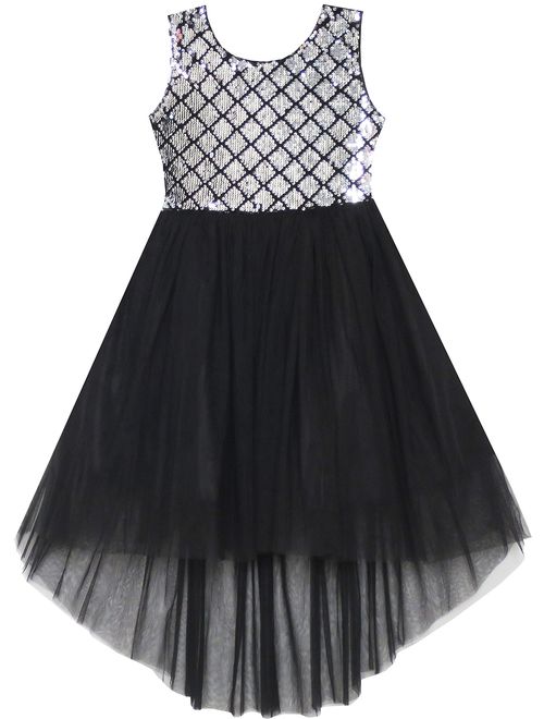 Sunny Fashion Girls Dress Sequin Mesh Party Wedding Princess Tulle