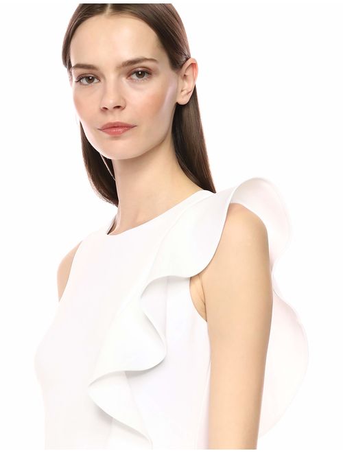Calvin Klein Women's Sleeveless Sheath with Side Ruffle Dress