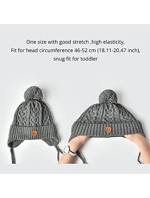 Buy SOMALER Toddler Boys Fleece Lined Knit Beanies hat with Earflap ...
