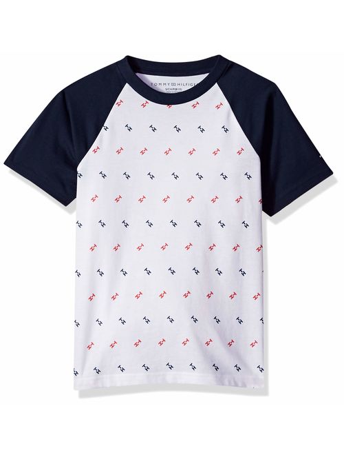 Tommy Hilfiger Boys' Raglan Logo Short Sleeve Tee Shirt