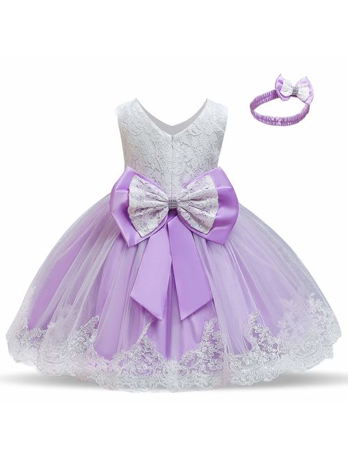 NNJXD Girls' Tulle Flower Princess Wedding Dress for Toddler and Baby Girl