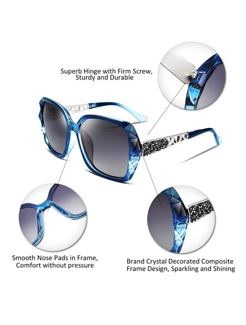 FEISEDY Classic Polarized Women Sunglasses Sparkling Composite Frame B2289