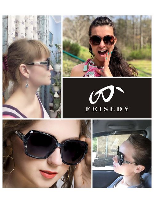 FEISEDY Classic Polarized Women Sunglasses Sparkling Composite Frame B2289