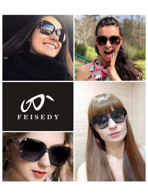 FEISEDY Classic Polarized Women Sunglasses Sparkling Composite Frame B2289