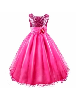Acecharming Girls Dresses Sequin Flower Girls Party Dress Bridesmaid Ball Gown Wedding Tulle 3-10 Years