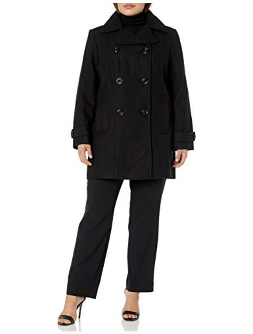 Anne Klein Women's Classic Double Breasted Coat Plus Size