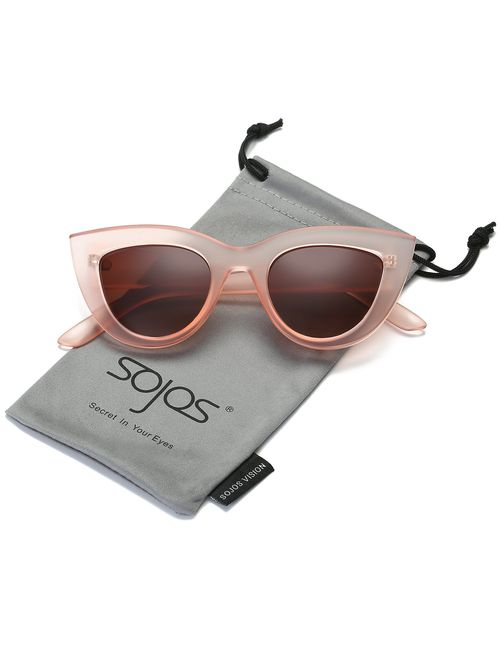 SOJOS Retro Vintage Cateye Sunglasses for Women Plastic Frame Mirrored Lens SJ2939