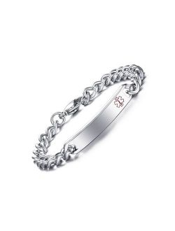 Custom Free Engraving- 8mm High Polished Surgical Steel Chain Medical Alert ID Bracelets for Women and Men