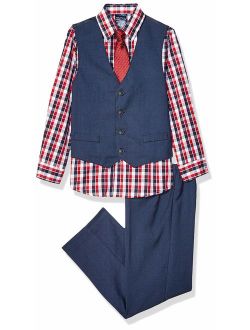 Boys' 4-Piece Vest Set with Dress Shirt, Tie, Vest, and Pants