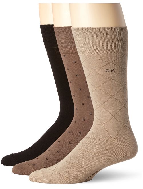 Calvin Klein Men's 3 Pack Fashion Geometric Casual Crew Socks