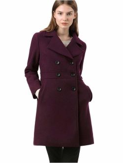 Women's Double Breasted Notched Lapel Long Winter Coats