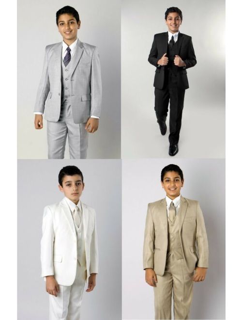 Boys 5 Piece Suit Kids Formal Dress Toddler Suits Outfit Set With Vest Tie Shirt