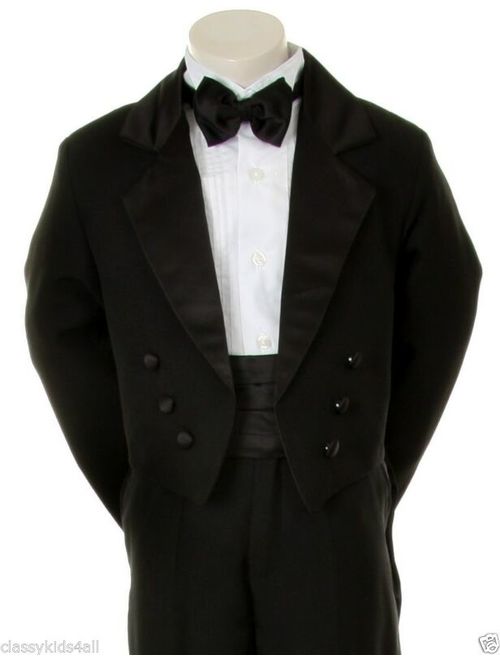Buy New Baby Toddler Boy Black Formal Dress Tuxedo Suit Set w/Bow tie ...