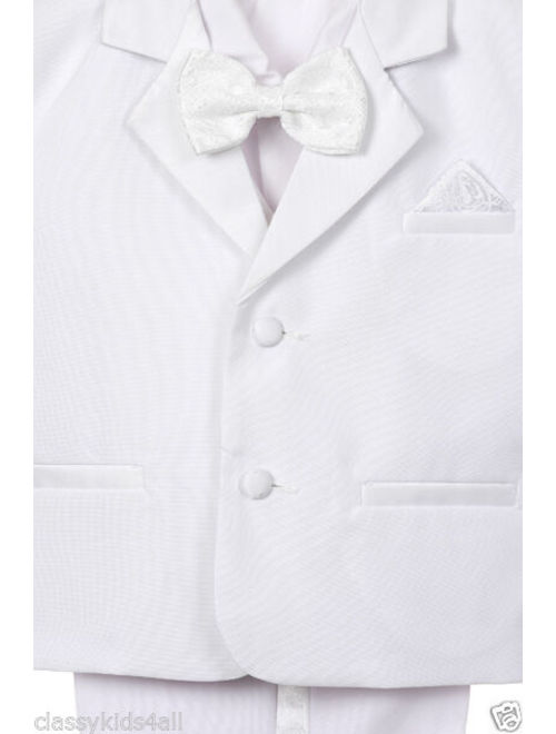 New Children Formal Tuxedo bowtie 5-PC Dress Suit Set White sizes S-XL 2T-20 