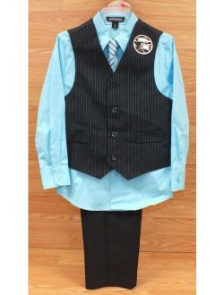 Genuine George Boy's Blue & Black 4 Piece Dress Suit w/ Tie - Size 4 **READ**