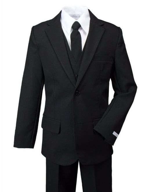 Spring Notion Boys Modern Fit Black Dress Suit Set
