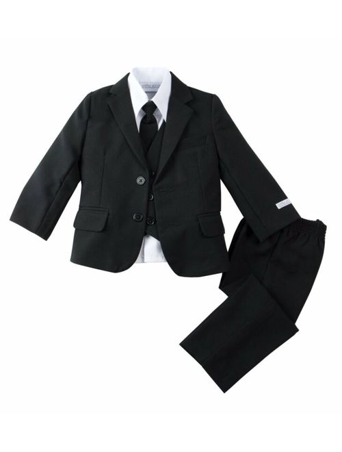 Spring Notion Boys Modern Fit Black Dress Suit Set