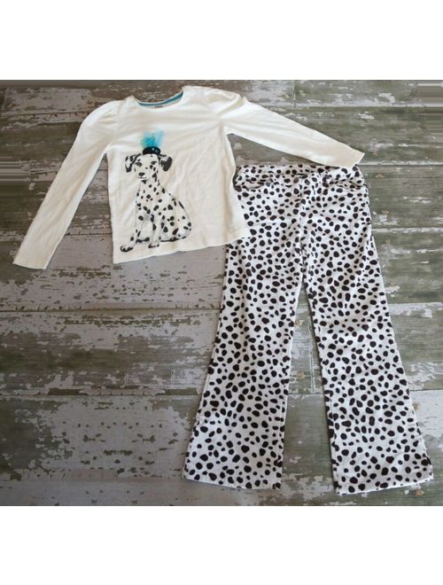 NWOT Gymboree Long Sleeve Dalmatian Dog Graphic Shirt Spot Velour Pants Set 9 10