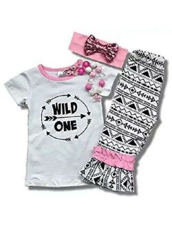 Baby Toddler Girl Wild One Tribal Ruffled Short Boutique Outfit Infant Clothing