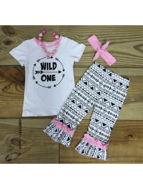 Baby Toddler Girl Wild One Tribal Ruffled Short Boutique Outfit Infant Clothing