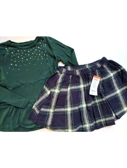 Gymboree All Spruced Up 6 Green Peplum Top Plaid Skirt Set CC1-67