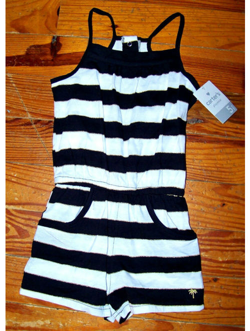 CARTER'S Girls Black White Gold Cotton Stripe One-Piece Outfit Size 5