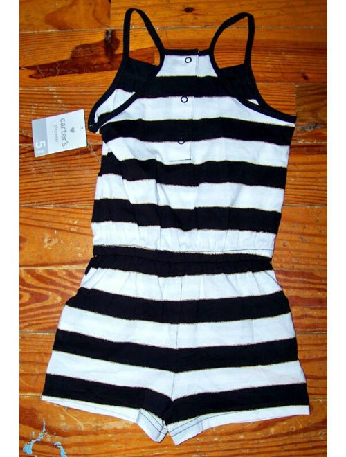 CARTER'S Girls Black White Gold Cotton Stripe One-Piece Outfit Size 5