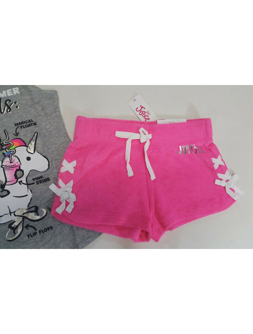 NWT Justice Girls Outfit Size 6/7 or 18/20 Unicorn Tank Top Pink Lace Up Shorts