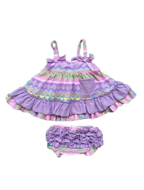 Baby Toddler Girl Summer Swing Top Bloomers Ruffled Boutique Outfit Clothing