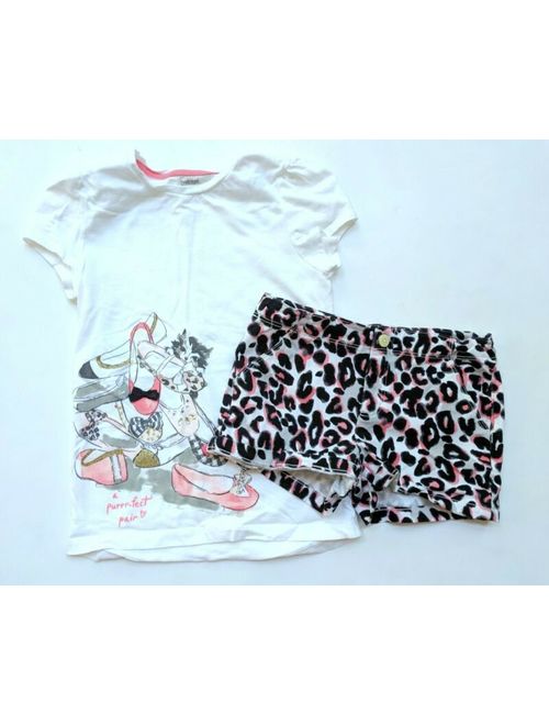 Gymboree 8 10 Kitty in Pink Graphic Shoes Tee Top Shorts Set TD1-344
