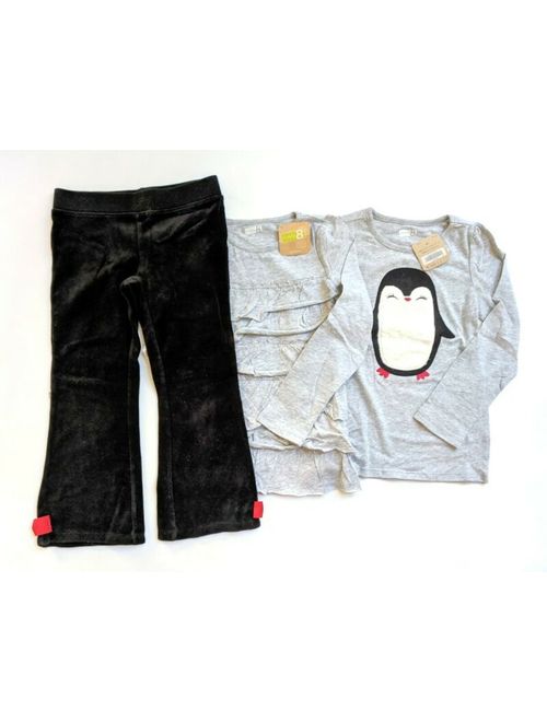 Crazy 8 Winter Penguin 4 5T Applique Tee Ruffle Top Pants Set CC1-75