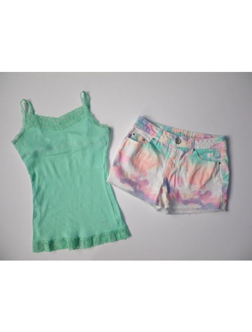 JUSTICE GIRLS GREEN SHORT TANK OUTFIT (B3) SZ 12 S