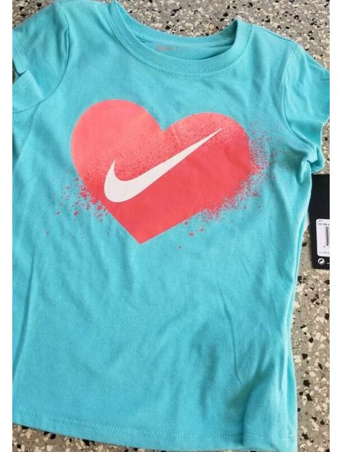 New Nike Girl's Blue Coral Graphic T-Shirt & Short Pants Outfit Set Size: 6