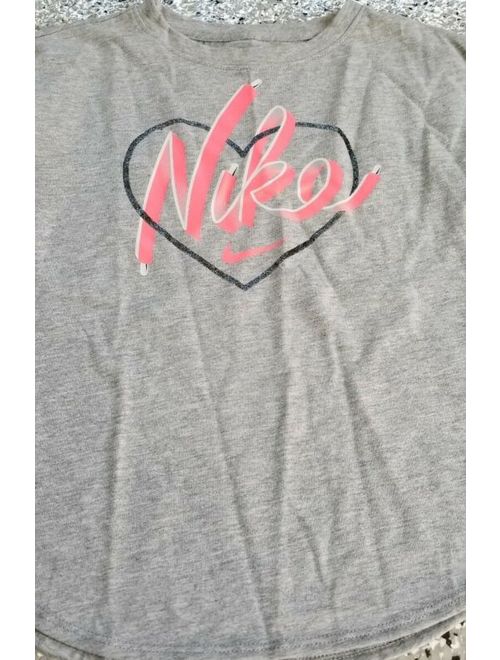 New Nike Girl's Graphic Gray Coral T-Shirt & Short Pants Outfit Set Size: 6X