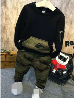 2pcs Cute Baby Boys Long Sleeve Camouflage Tops+Pants Kids Casual Clothes Set