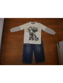 Oshkosh jeans & matching mountain bike long sleeve shirt outfit set boys 4