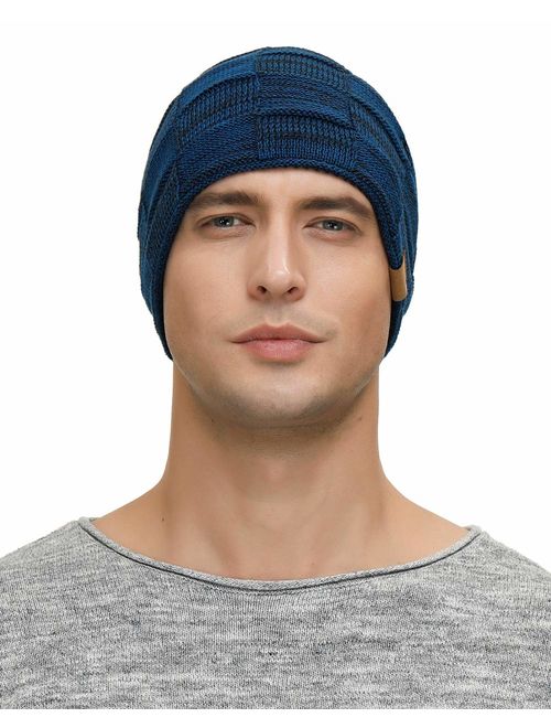 Vgogfly Slouchy Beanie for Men Winter Hats for Guys Cool Beanies Mens Lined Knit Warm Thick Skully Stocking Binie Hat