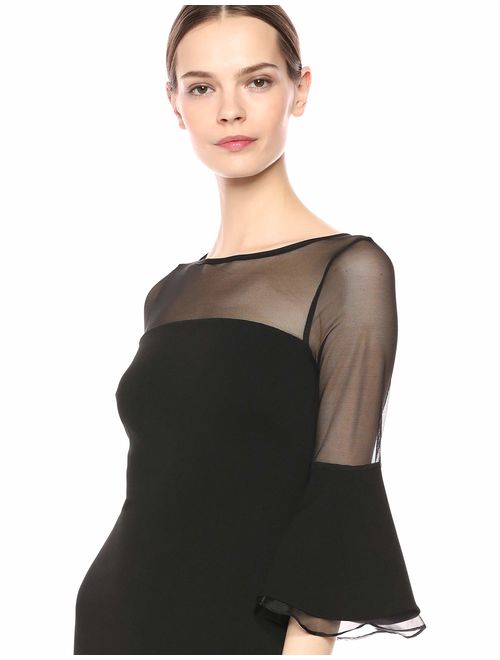 Calvin Klein Women's Illusion Bell Sleeve Gown