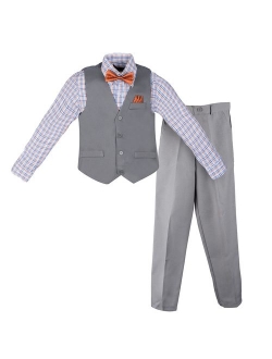 Vittorino Boys 4 Piece Suit Set with Vest Dress Shirt Tie Pants and Hankerchief