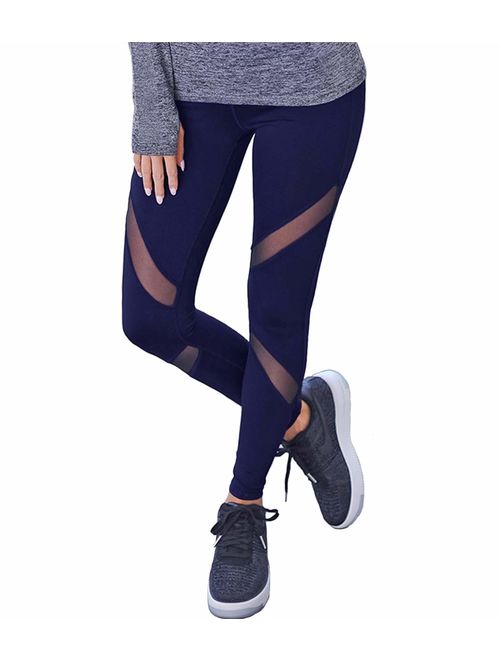 KIWI RATA Women Sports Mesh Trouser Gym Workout Fitness Capris Yoga Pant Legging