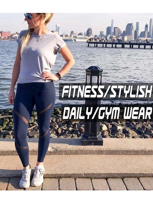 KIWI RATA Women Sports Mesh Trouser Gym Workout Fitness Capris Yoga Pant Legging