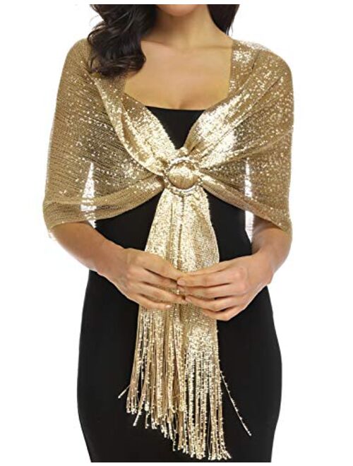 Rheane Sparkling Metallic Shawls and Wraps for Evening Party Dresses